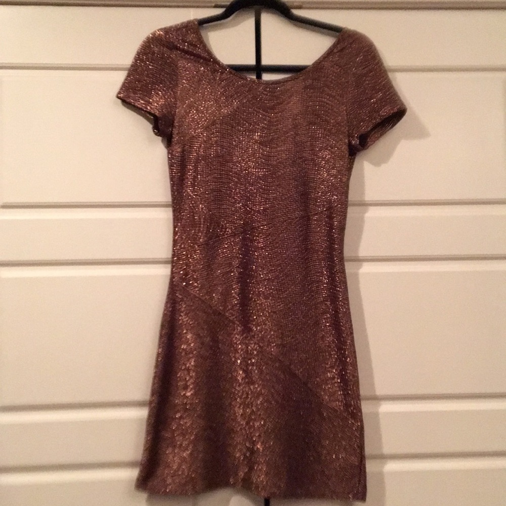 Free People Bronze metallic mini dress XS - Picture 2 of 6
